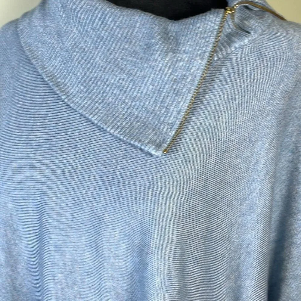 Joseph‎ A Women's Plus XXL Cowl Neck w/Accent Zippers Lt Blue Casual Lagenlook